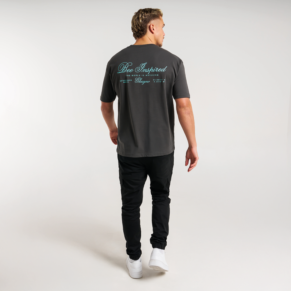Olise T-Shirt - Holzkohle/Türkis
