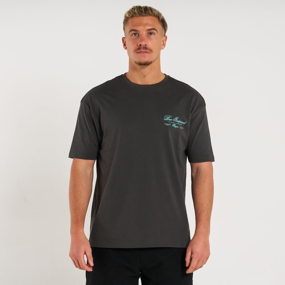 Olise T-Shirt - Holzkohle/Türkis