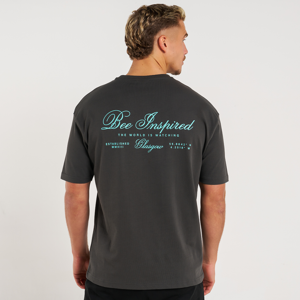 Olise T-Shirt - Holzkohle/Türkis
