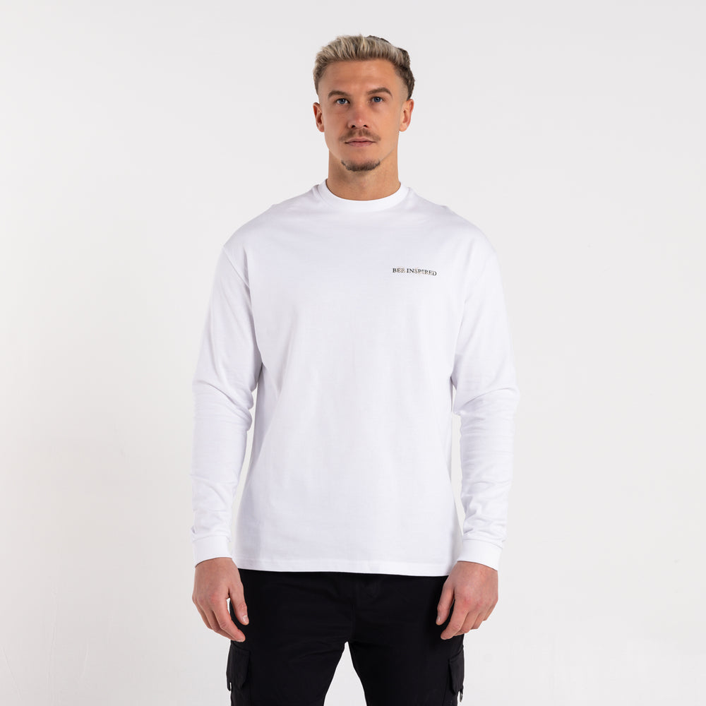 Stach T-shirt lange mouwen - Wit/Kaki