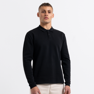 Demme Poloshirt met lange mouwen - Zwart