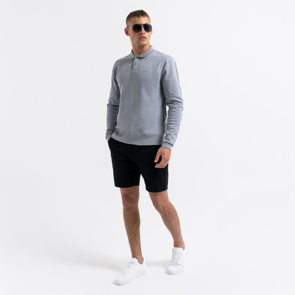 Demme Poloshirt met lange mouwen - Beton