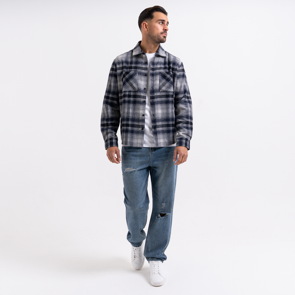 Fernandez Overhemd - Grijs/Navy Ruit