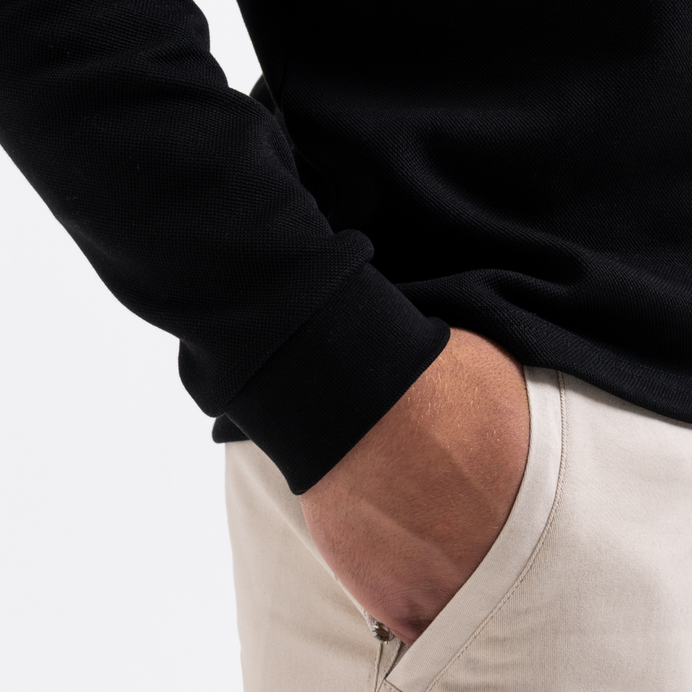 Demme Langærmet Poloshirt - Sort