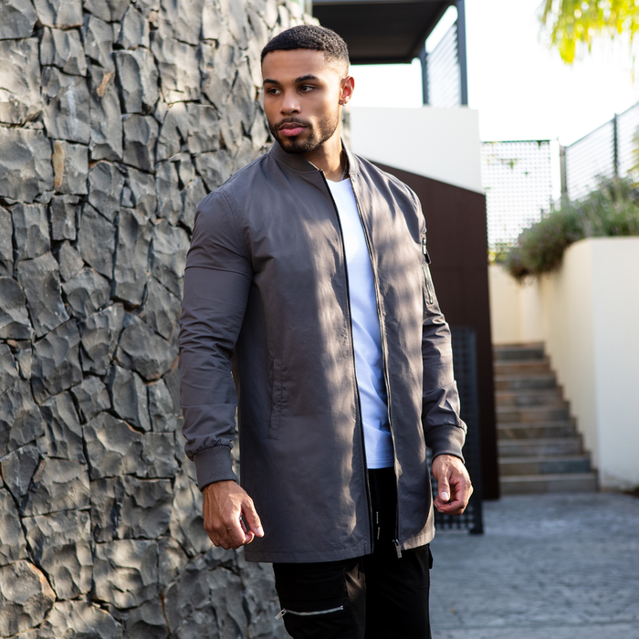 Neves Langarm-Bomberjacke - Zink