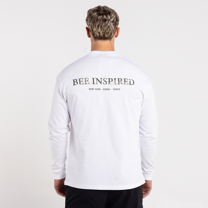 Stach Long Sleeve T-Shirt - Weiß/Khaki