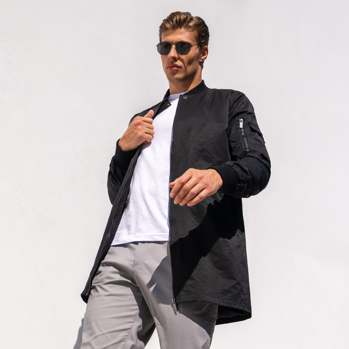 Neves Longline Bomber Jacket - Noir
