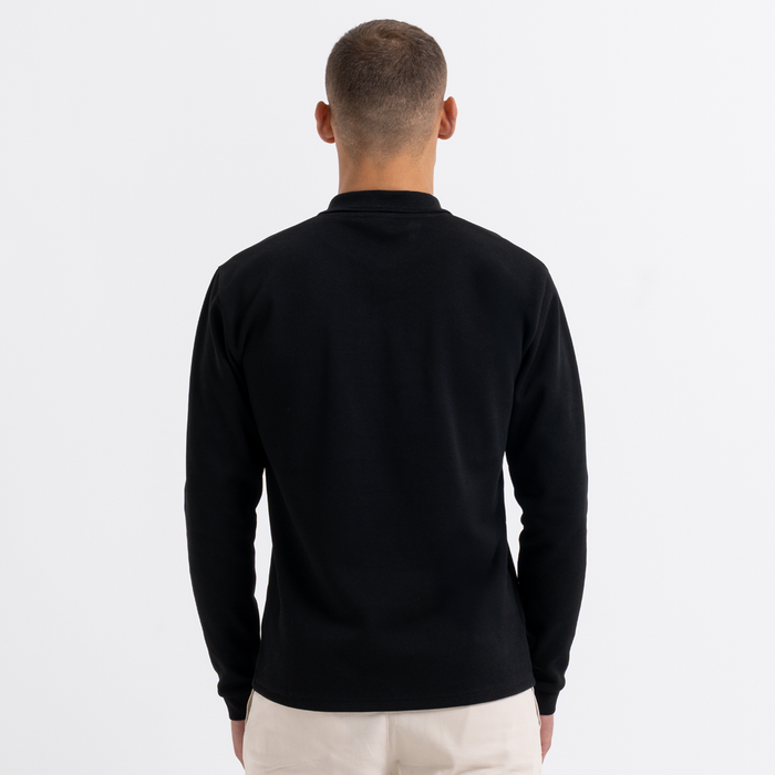 Demme Poloshirt met lange mouwen - Zwart