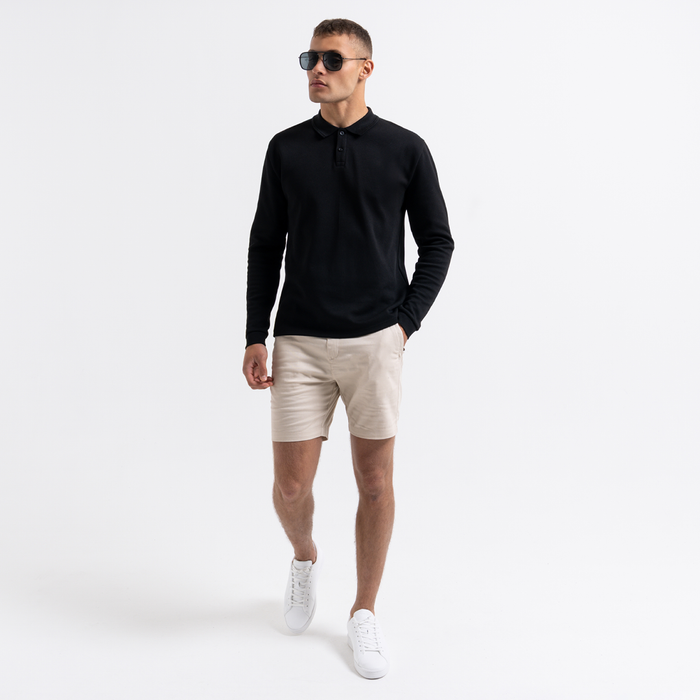 Demme Poloshirt met lange mouwen - Zwart