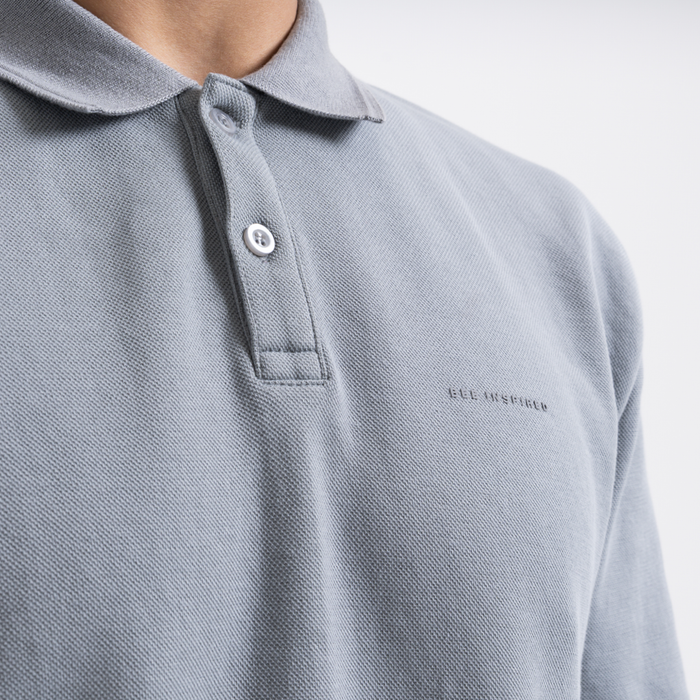 Demme Poloshirt met lange mouwen - Beton