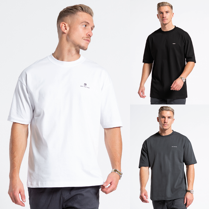 Relaxed Fit T-skjorte trippelpakke - hvit/svart/kull