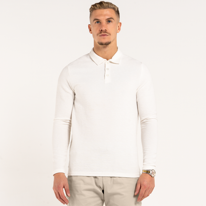 Rowe Long Sleeve Polo Shirt - Ivory
