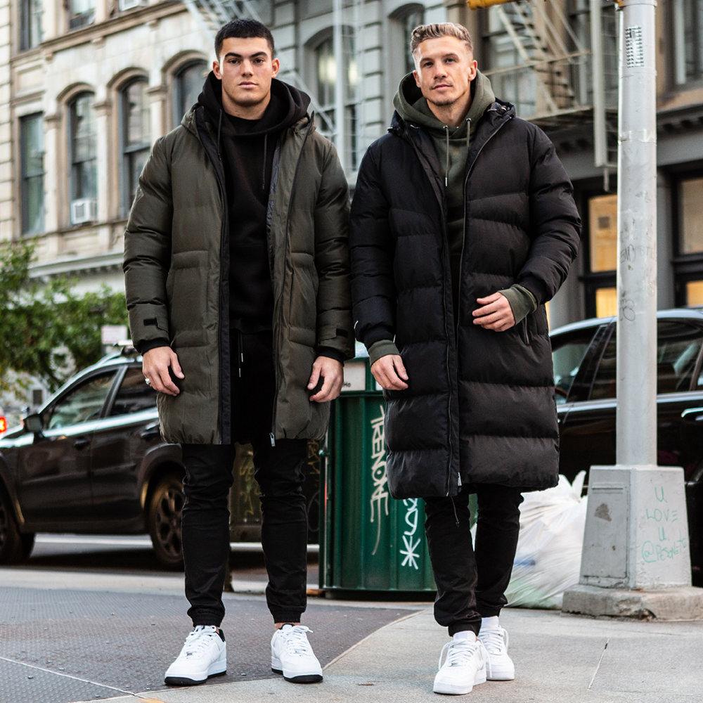 Khaki longline coat sales